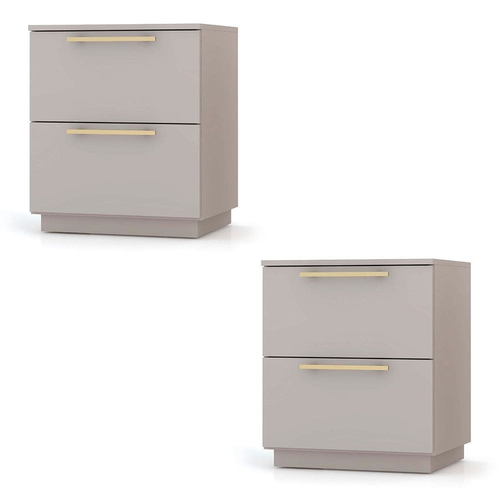 Mesa de Cabeceira 2 Gavetas 50cm Kit 2 Dubai Alasca - VLR MÓVEIS