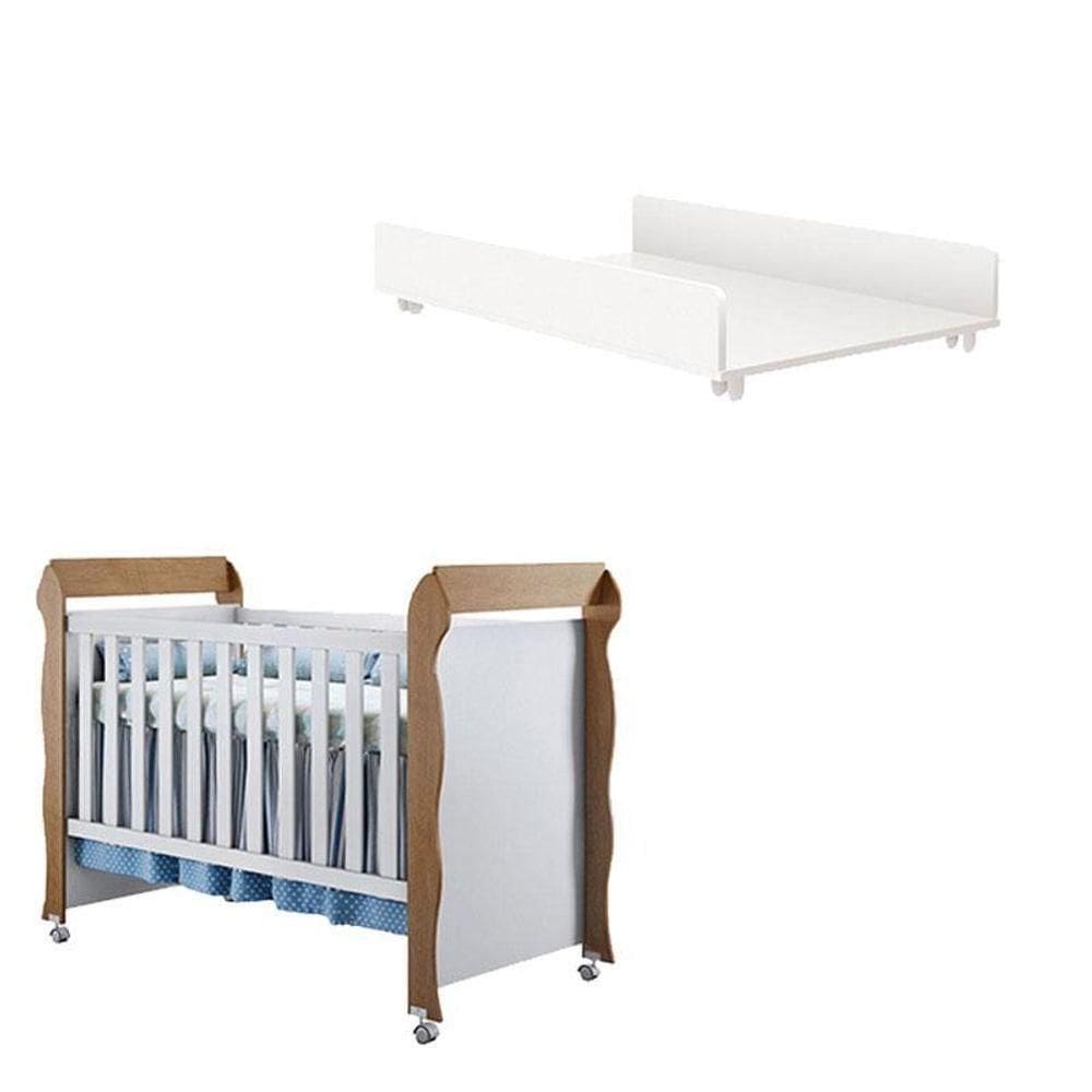 Berço Americano Mirelle Trocador Juju Branco Acetinado
