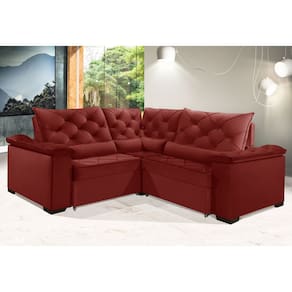 Sofá Retrátil Reclinável BERLIM DE CANTO 2.30 x 2.30 ESTILO ESTOFADOS - França Velusoft COR "VERMELHO"