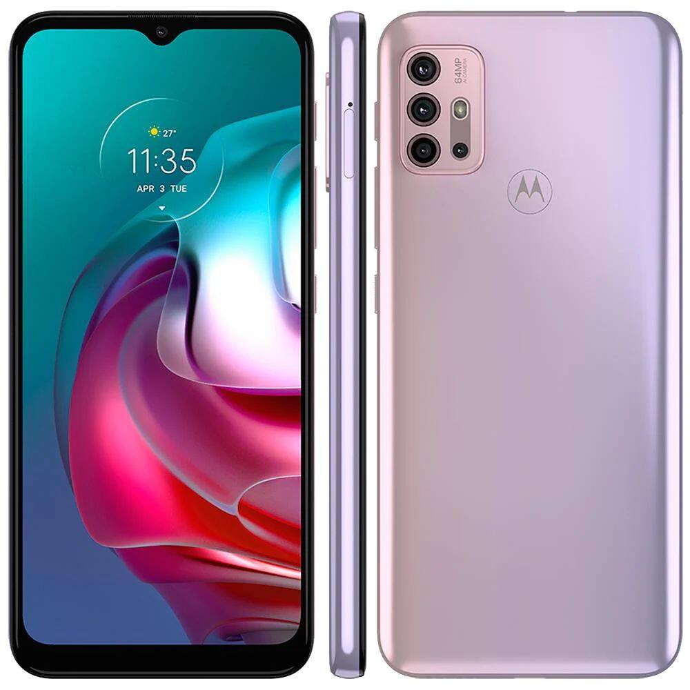 REEMBALADO: Moto G30 White Lilac 128GB 4GB RAM Tela de 6.5