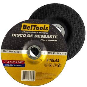 10 Disco de Desbaste 7 x 7/8 Metal Esmerilhadeira Beltools