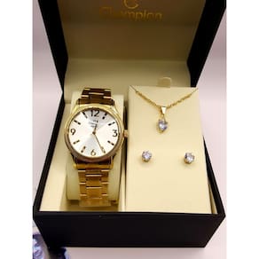 Relógio Champion Feminino CN25832W - Colar e Brinco