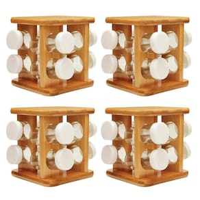4x Porta Temperos Giratório OU de Bambu Keep com 9 Potes