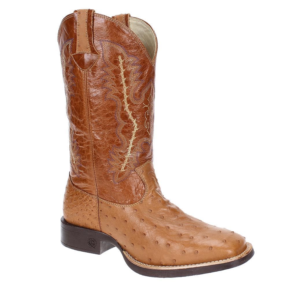 Bota Masculina Western Exótica Avestruz Conhaque Cano Longo - Classic Ride AVLT 17801