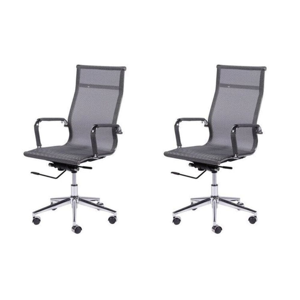 Kit 2 Cadeiras para Escritorio Presidente Esteirinha Tela Mesh 3303 Cinza