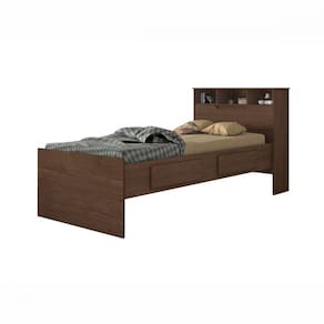 Cama de Solteiro com Bau e Gavetas Ravena 088 Cacau Conquista