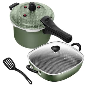 Kit Panela de Pressão Fecho Externo 5 Litros + Frigideira Quadrada 2 Alças N°29 Antiaderente Gourmet Patolux