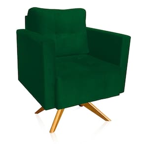 Poltrona Giratória Livia Suede Verde Base de Madeira MA30 - D`Rossi