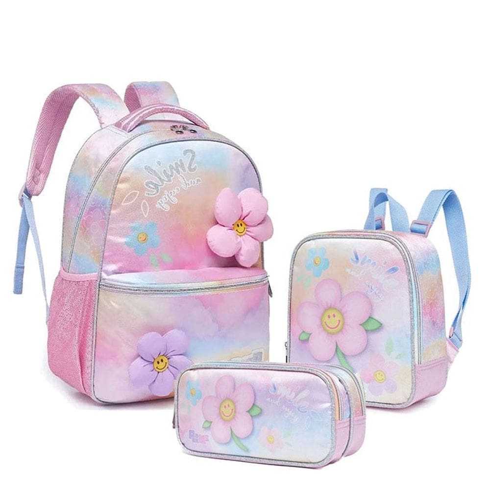 Kit Escolar Infantil 3 Peças Pack Me Daisy Rosa - Pacific