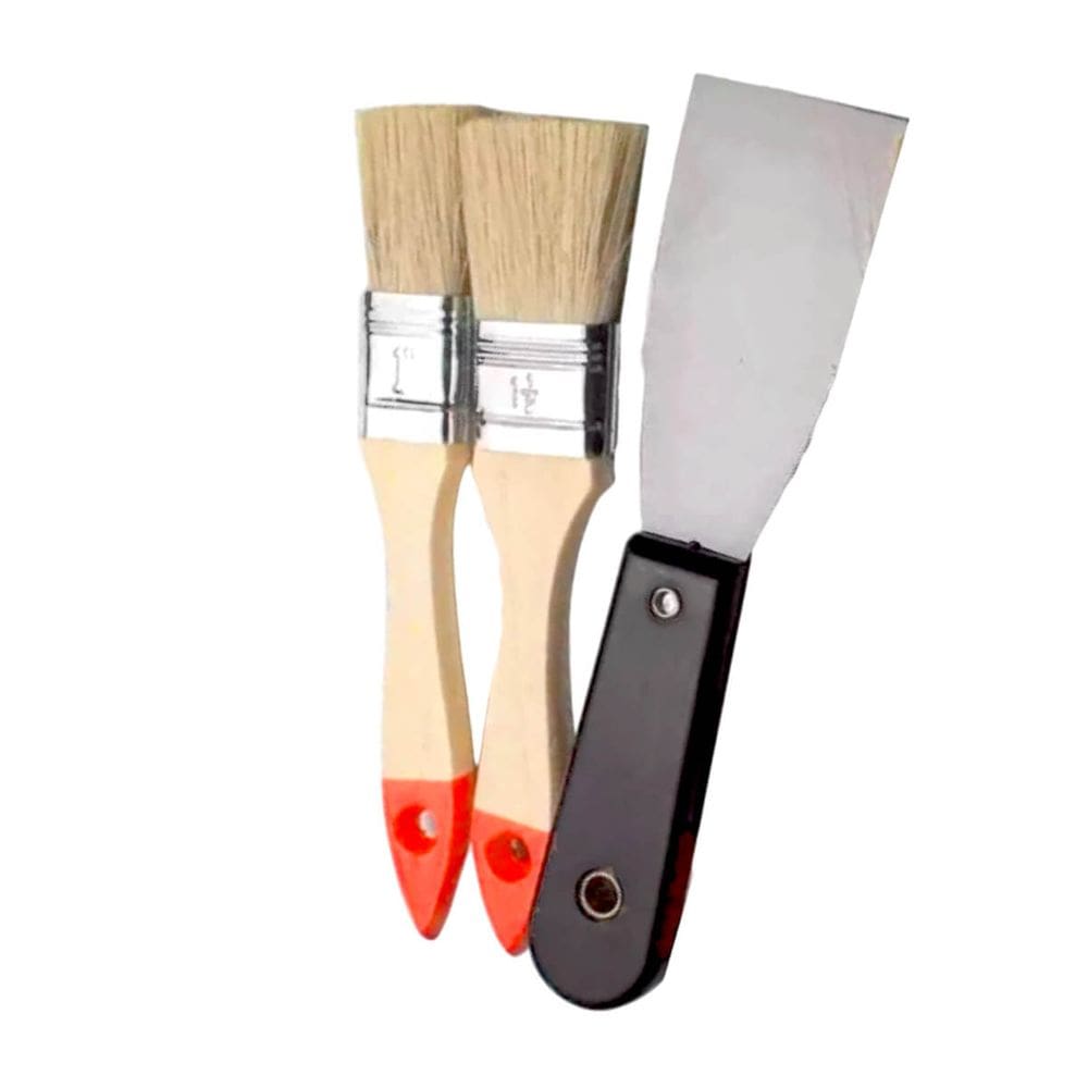 Kit de Pincéis cerda grossa com Espátula Profissional Pintor
