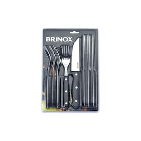 Conjunto Brinox de Talheres Jumbo Para Churrasco 8 Peças Linha Churrasco Preto