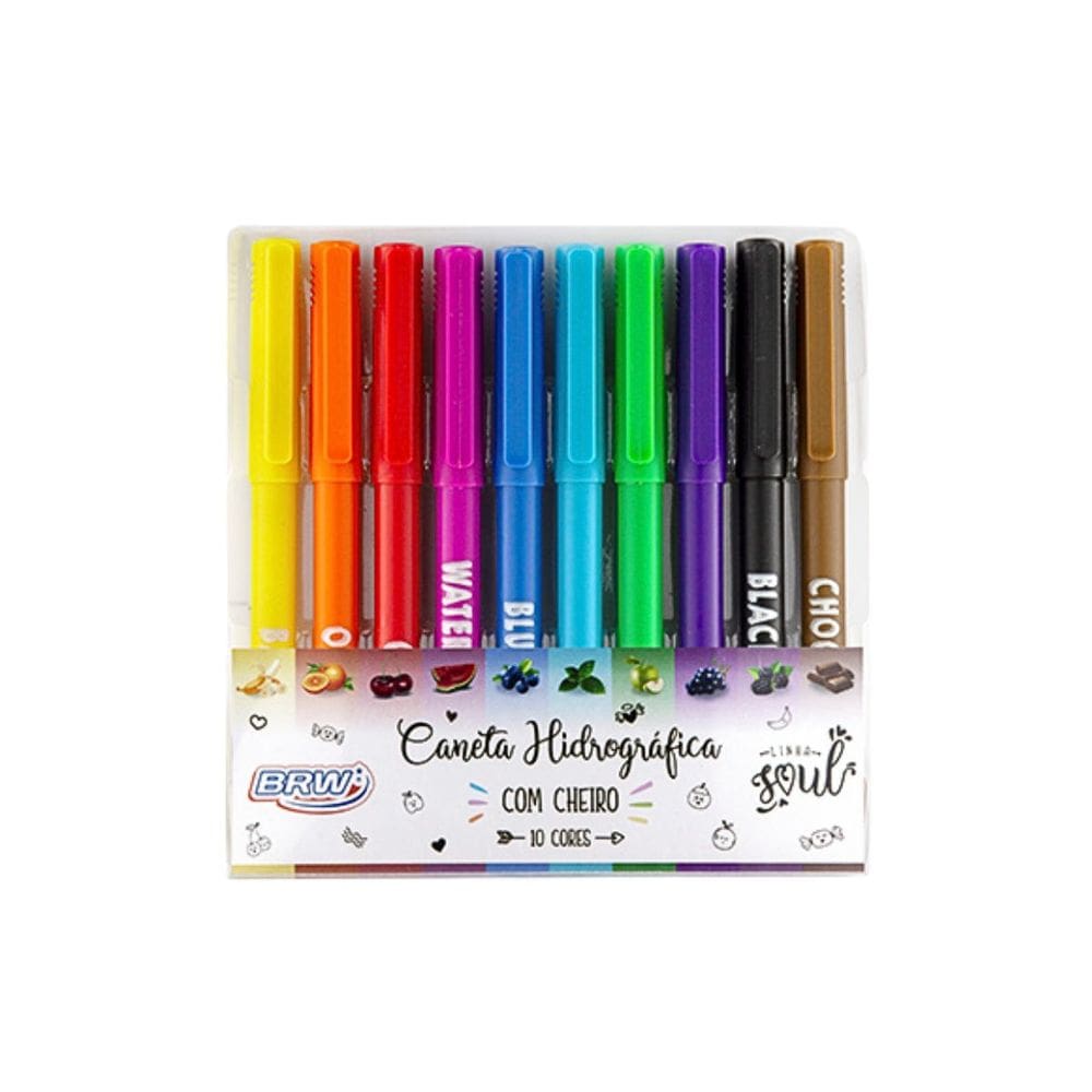 Caneta Hidrográfica Com Cheiro Estojo 10 Cores Linha Soul BRW