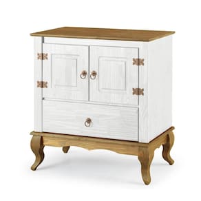 Balcão Rústico Madeira Maciça 2 Portas Branco Garapa 4002 Shop JM