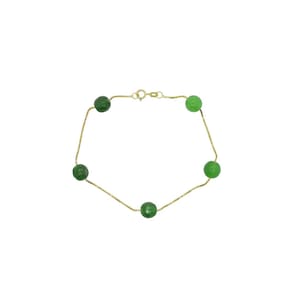 Pulseira Ouro 18k Elo Veneziano Cristal Verde