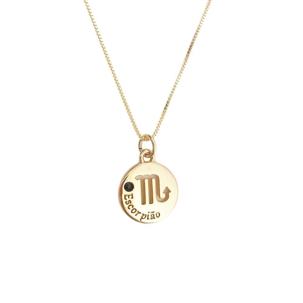 Colar Signos Corrente 65 Cm Banhado Ouro 18K - Escorpiao