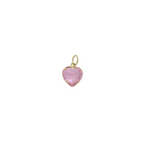 Pingente Ouro 18K Coração Zircônio Rosa Brilhante Delicado