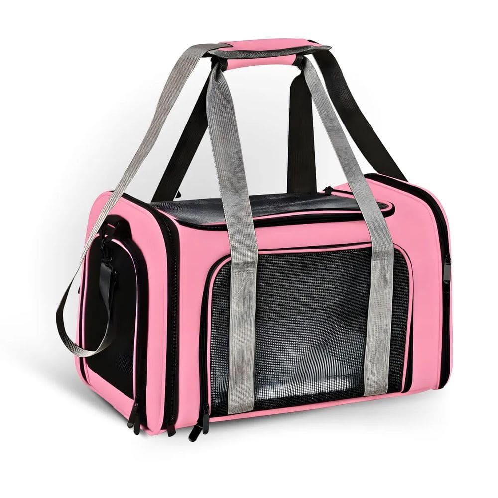 Bolsa De Viagem Transporte Pet Cães Gato Avião Carro Rosa