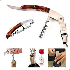Saca-rolhas Abridor de Vinho Garrafas Profissional Manual Aço Inox 2 Estágios Lorben