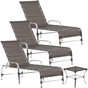 3 Espreguiçadeiras e Mesa Para Piscina, Área, Varanda