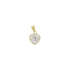 Pingente Ouro 18K Forma Coração Zircônio Incolor Delicado