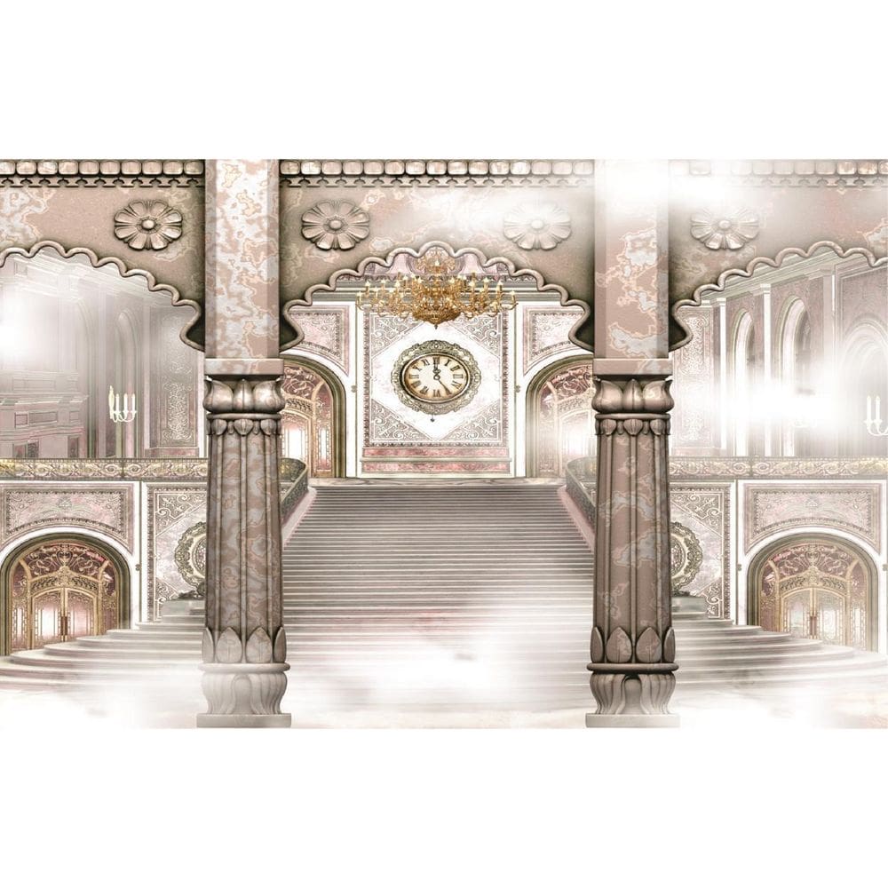 Fundo Fotográfico Em Tecido Escadaria Com Relógio 2,20X1,50