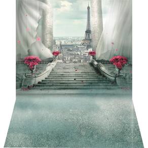 Fundo Fotográfico Newborn Em Tecido Escadaria Paris 2,50M