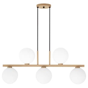 Luminária Pendente Teto Jabuticaba 5 Globos Vidro Champagne
