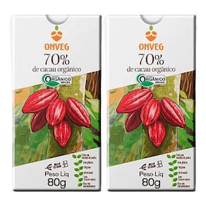 Kit 2X: Chocolate 70% Cacau Açúcar Demerara Orgânico Onveg