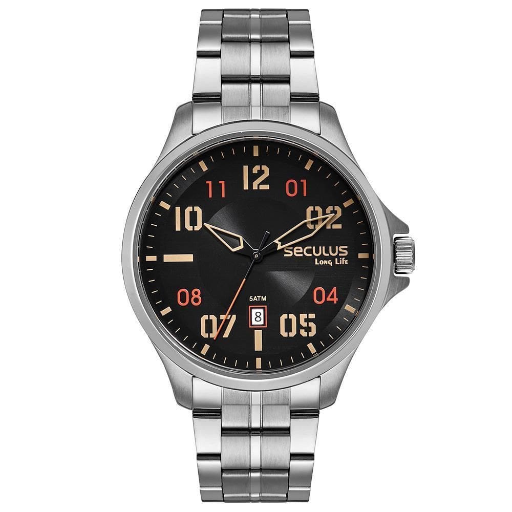 Relógio Seculus Masculino Ref: 77201G0Svna1 Militar Prateado
