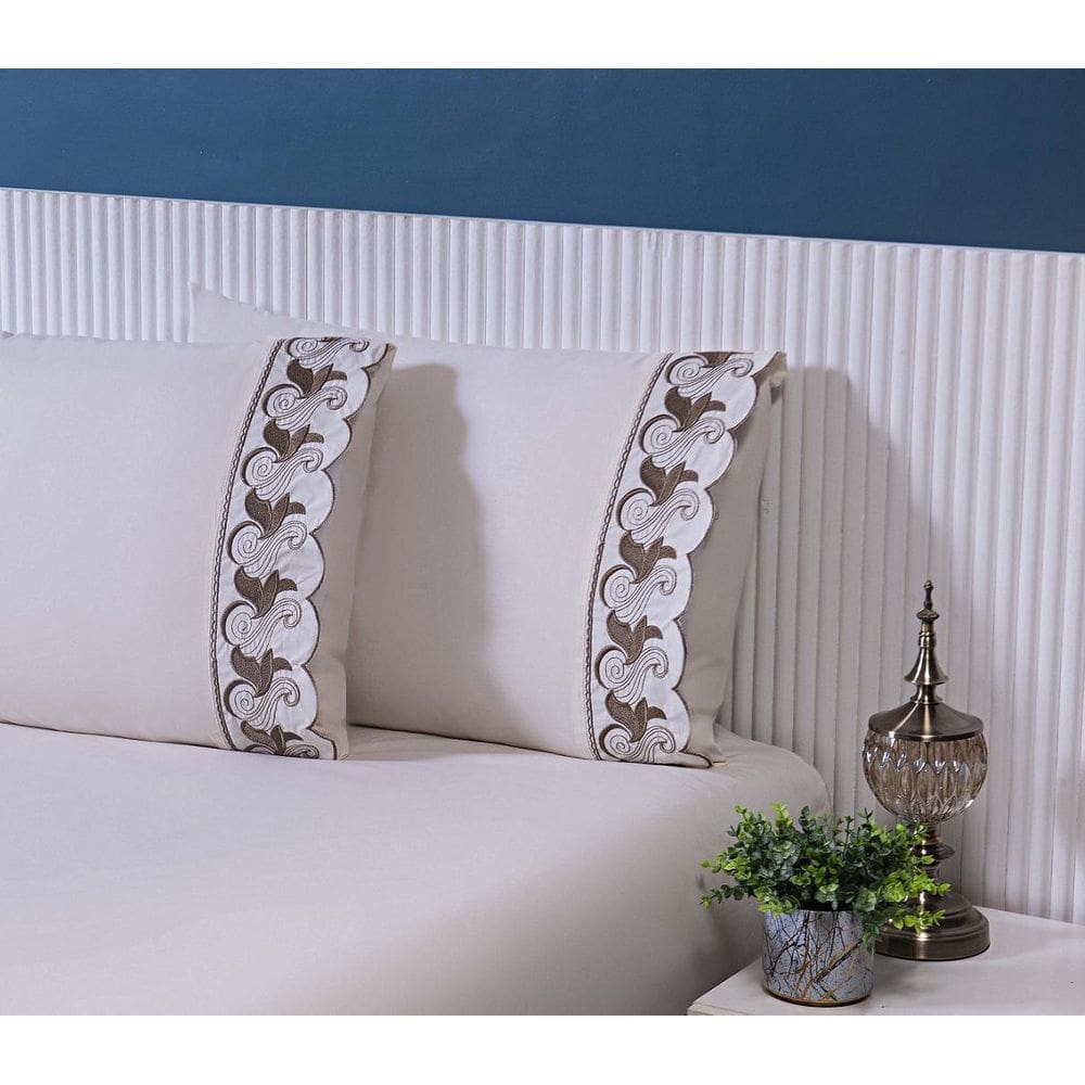 2 Fronhas 50Cmx70Cm 100% Algodão 180 Fios Palha Barrado