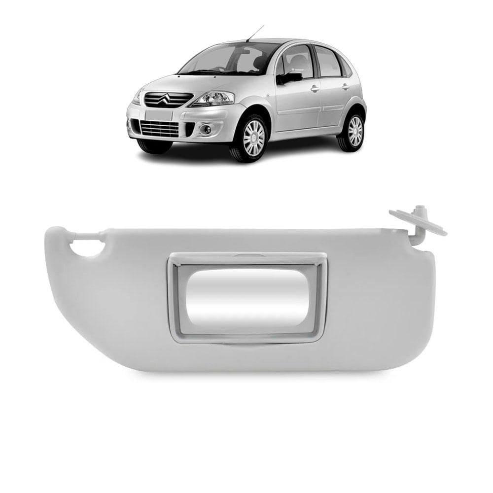 Quebra Sol Cinza Com Espelho Citroen C3 2004 A 2012 Esquerdo