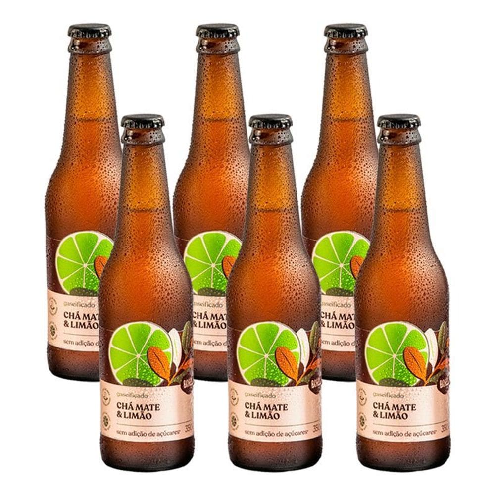Kit 6X: Chá Mate Com Limão Gaseificado Brazô 350Ml