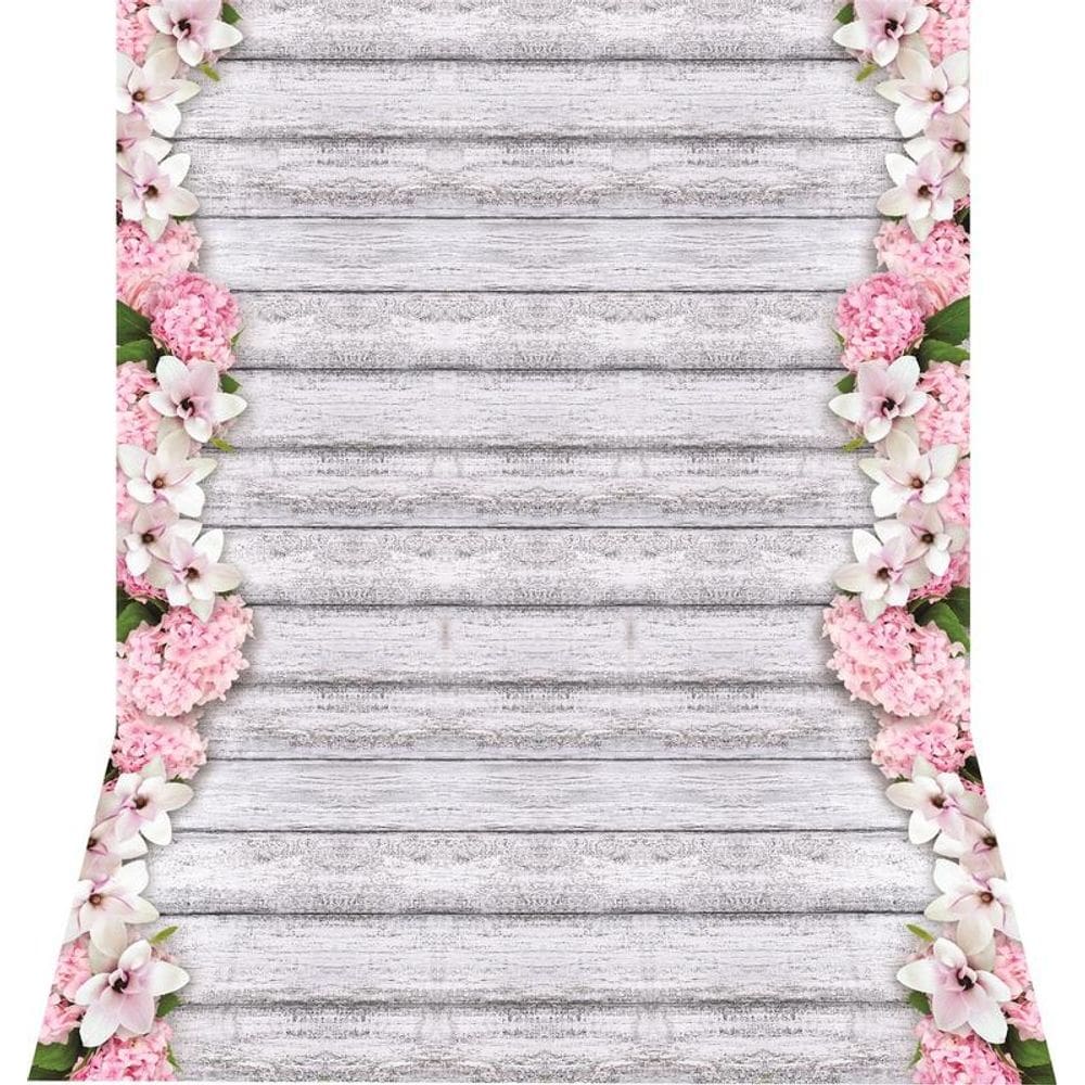 Fundo Fotográfico Em Tecido Madeira Floral Newborn 1,50X2,50