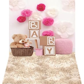 Fundo Fotográfico Newborn Em Tecido Ursinhos Baby 1,50X2,50