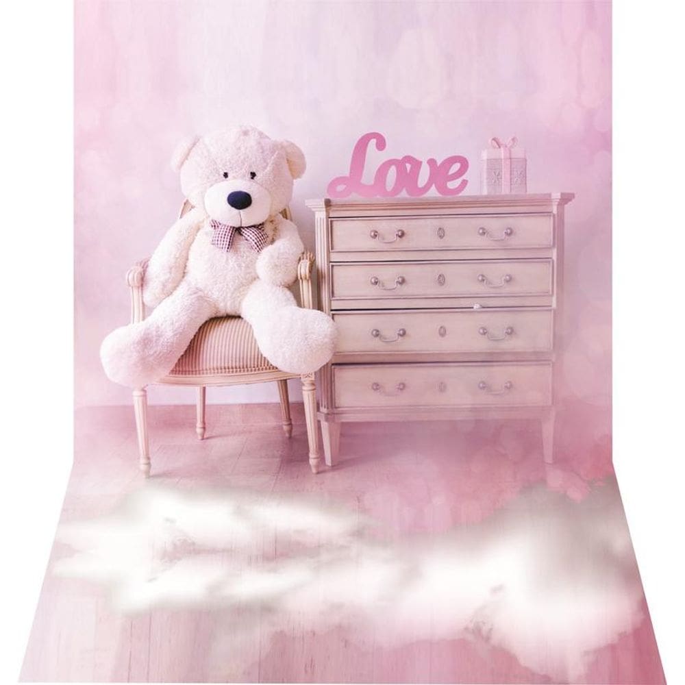 Fundo Fotográfico Newborn Em Tecido Urso Love 1,50X2,20