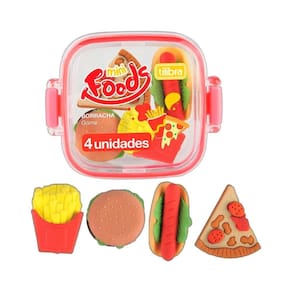 Borracha Lancheira Foods Pote Com 4 Unidades Tilibra