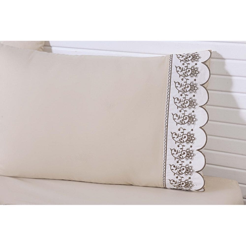 2 Fronhas 50Cmx70Cm 100% Algodão 180 Fios Cáqui Barrado