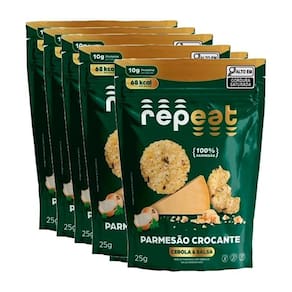 Kit 6X: Snack De Parmesão Crocante Cebola E Salsa Repeat 25G