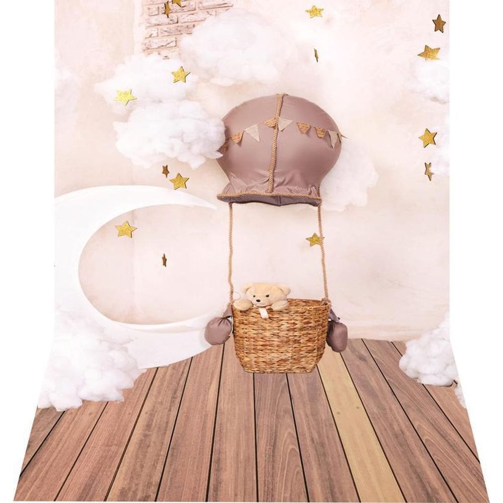 Fundo Fotográfico Newborn Em Tecido Urso Balão 1,50X2,20