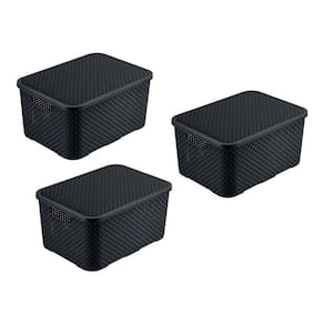 Kit 3 Caixas Organizadora Rattan 7 Litros Tampa Preta 25588