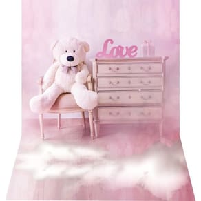 Fundo Fotográfico Newborn Em Tecido Urso Love 1,50X2,20