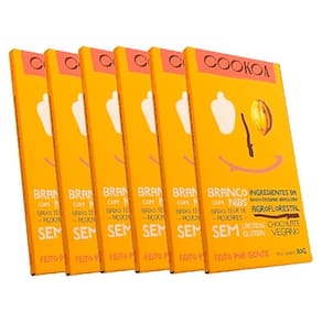 Kit 6X: Chocolate Branco Com Nibs Vegano Cookoa 80G