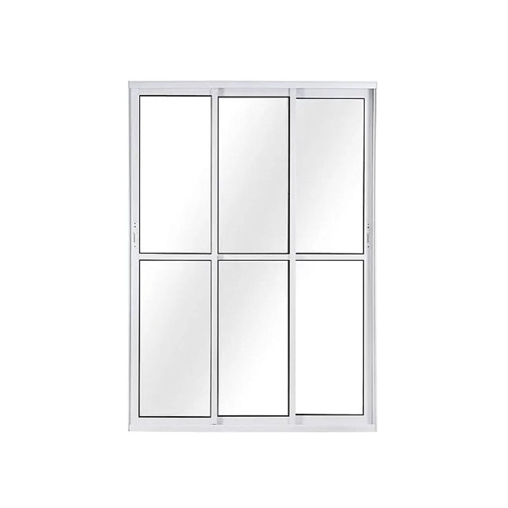Porta Balcão 210x120 3 Folhas Vidro c/Fechadura- Alumínio Branco - Linha 25 Suprema
