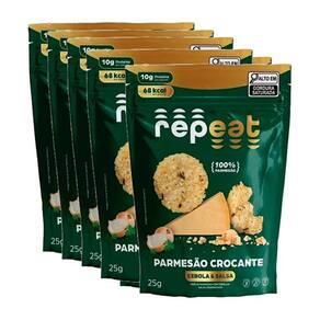 Kit 6X: Snack De Parmesão Crocante Cebola E Salsa Repeat 25G