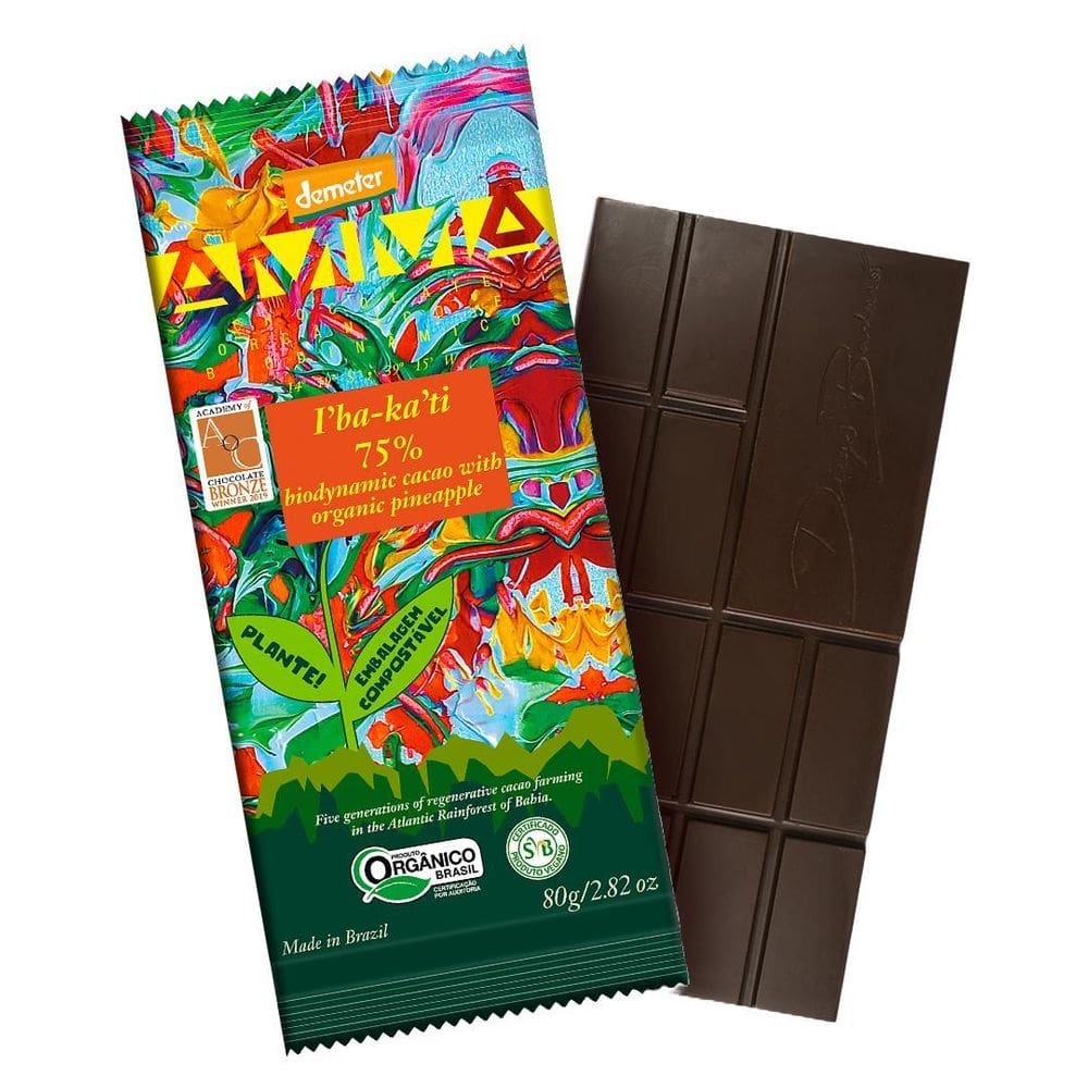 Chocolate I`Ba-Ka`Ti 75% Cacau Abacaxi Biodinâmico Demeter