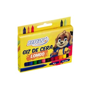 Giz De Cera Longo Multicolorido Infantil 12 Cores - BRW