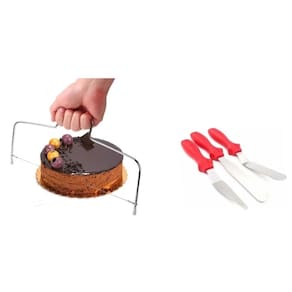 Fatiador E Nivelador P/bolo + 3 Espátulas P/ Ganachear Doces