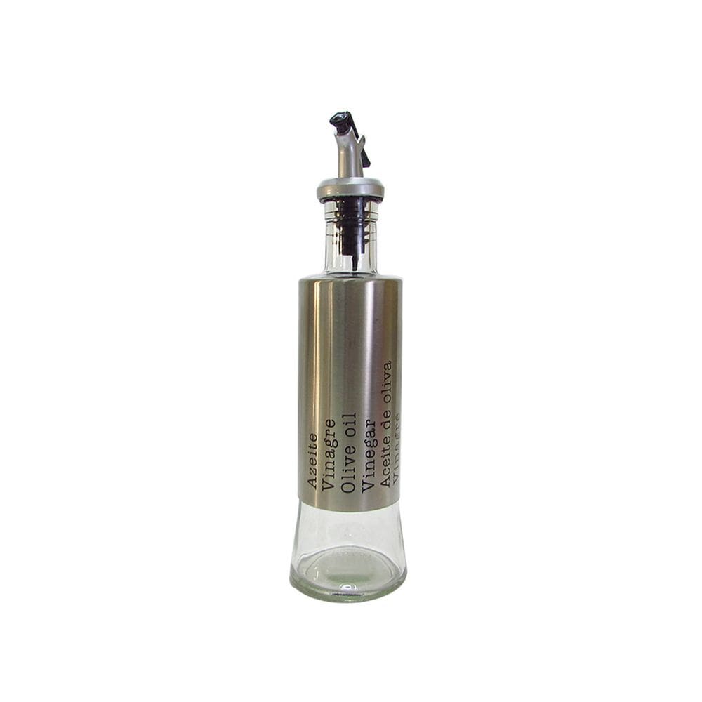 Galheteiro Azeite Ou Vinagre Em Vidro E Inox Com Frase 300Ml