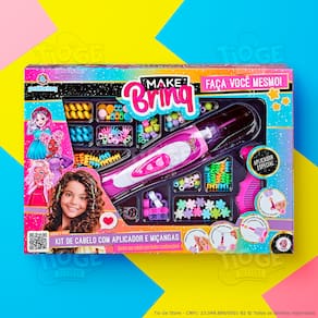 Máquina Aplicador de Miçangas de Cabelo Infantil Faça Você Mesmo Penteados Tererê Divertidos Personalizados Makebrinq