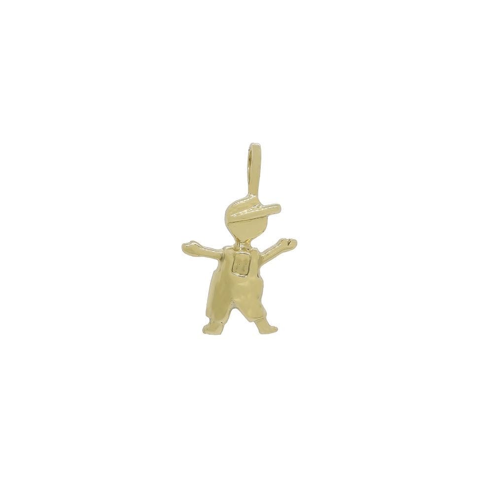 Pingente Ouro 18K Forma Menino Filho Afilhado com Boné
